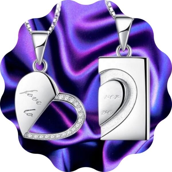 Collier de couple coeur emboitable