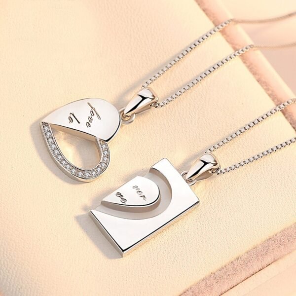 Collier de couple coeur emboitable – Image 3