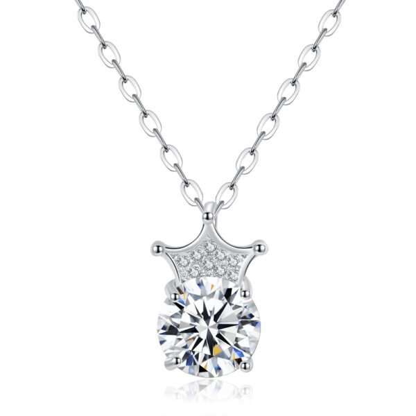 Collier zircon solitaire couronne – Image 2