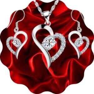 Parure zircon blanc dans coeur
