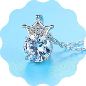 Collier zircon solitaire couronne