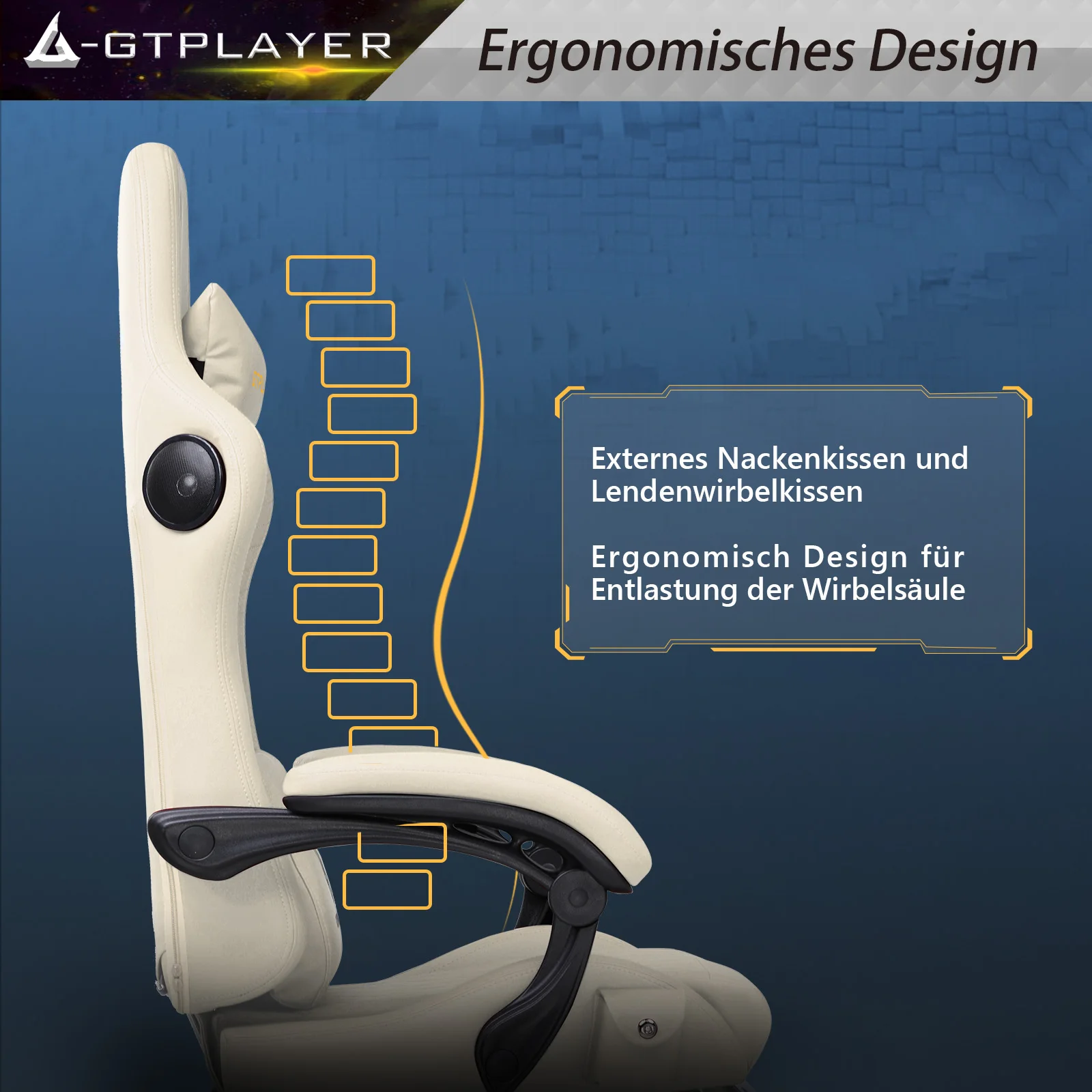 Chaise Gaming GTPLAYER Ergonomique avec Repose-pieds & Audio 3D Détail du repose-pieds et de l