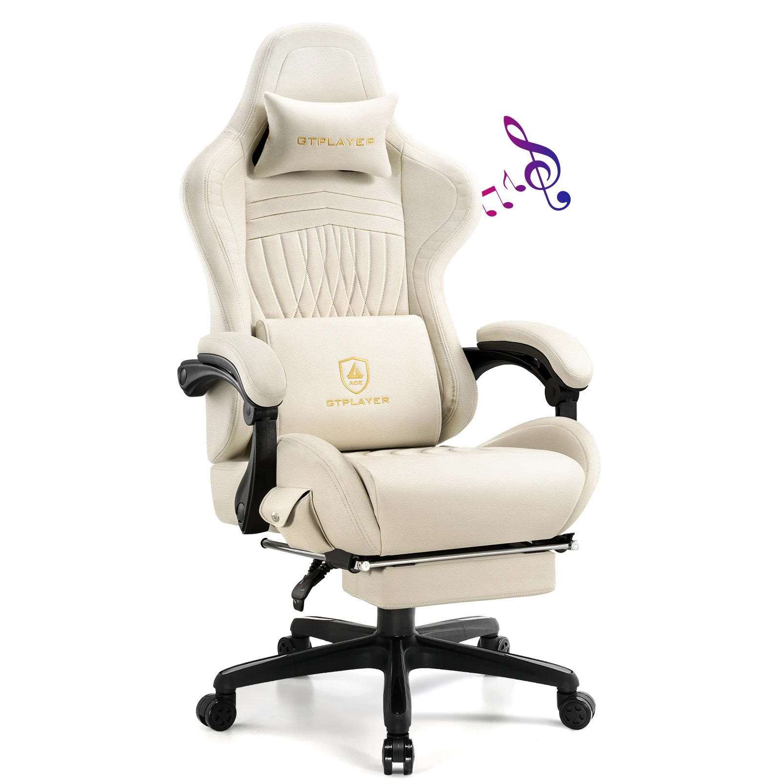 Chaise Gaming GTPLAYER Ergonomique avec Repose-pieds & Audio 3D Chaise gaming GTPLAYER noire avec haut-parleurs intégrés