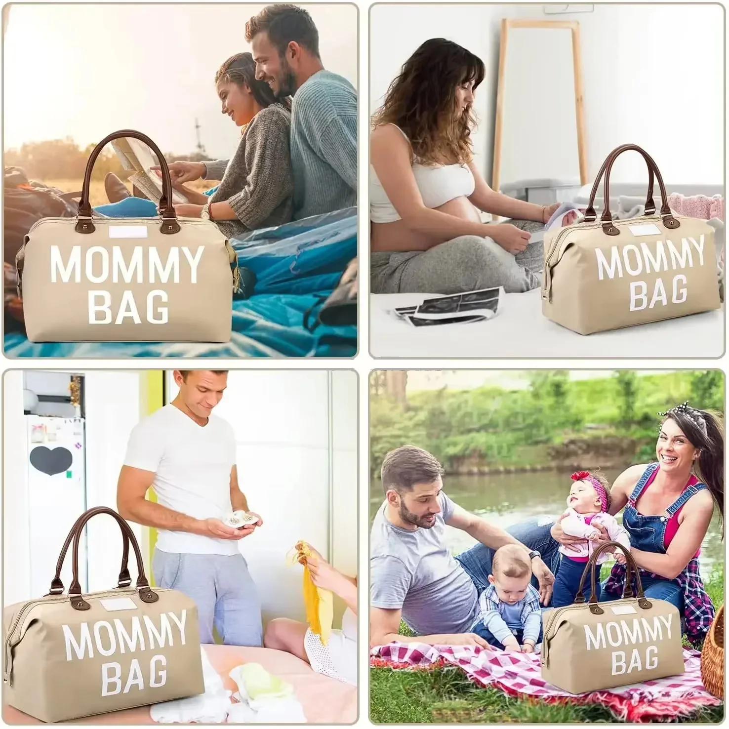 Sac à Langer Maternité Grande Capacité - Élégant & Organisé Maman portant un sac à langer élégant