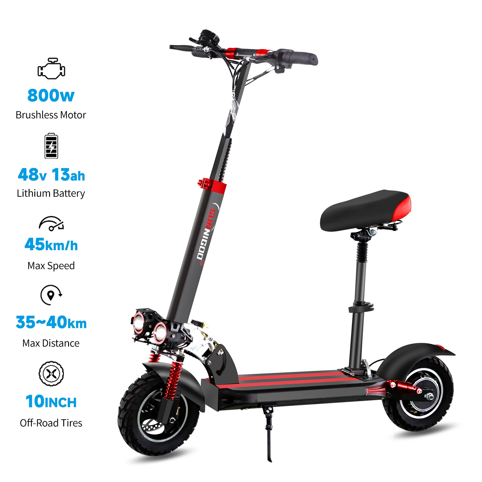 Trottinette Électrique 800W - 50km/h, Siège Amovible & Pliable Trottinette électrique pliable transportable
