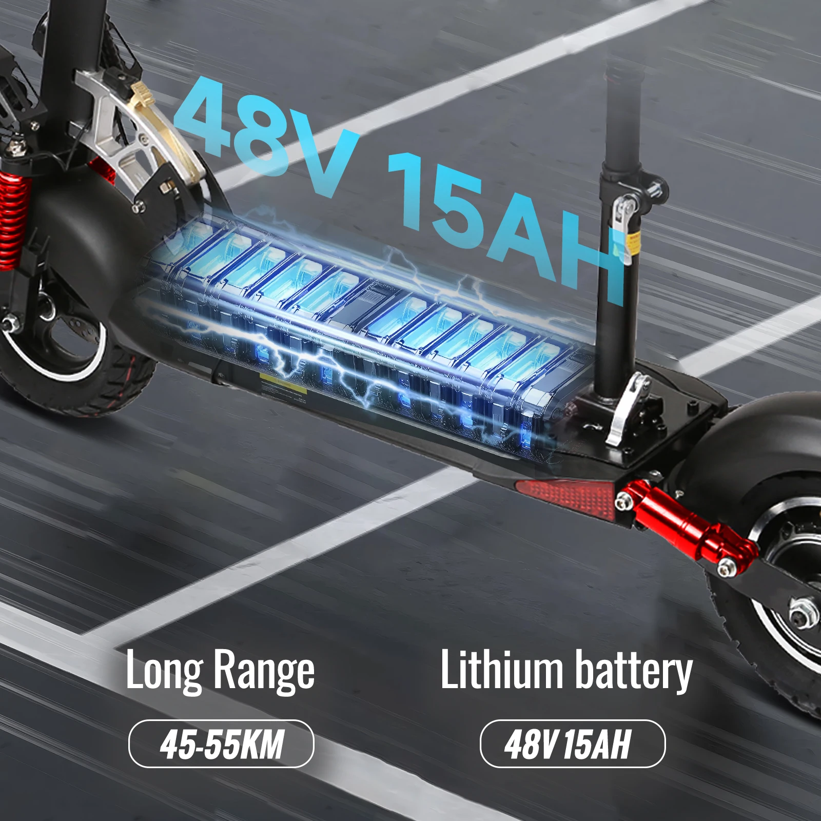 Trottinette Électrique 800W - 50km/h, Siège Amovible & Pliable Système de double amortissement de trottinette électrique