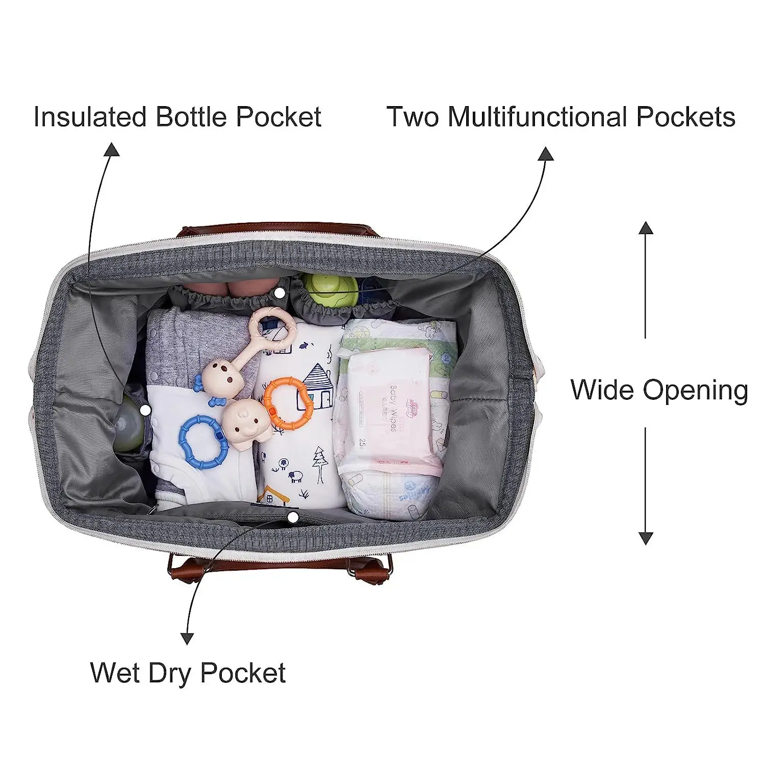 Sac à Langer Maternité Grande Capacité - Élégant & Organisé Sac à langer accroché à une poussette