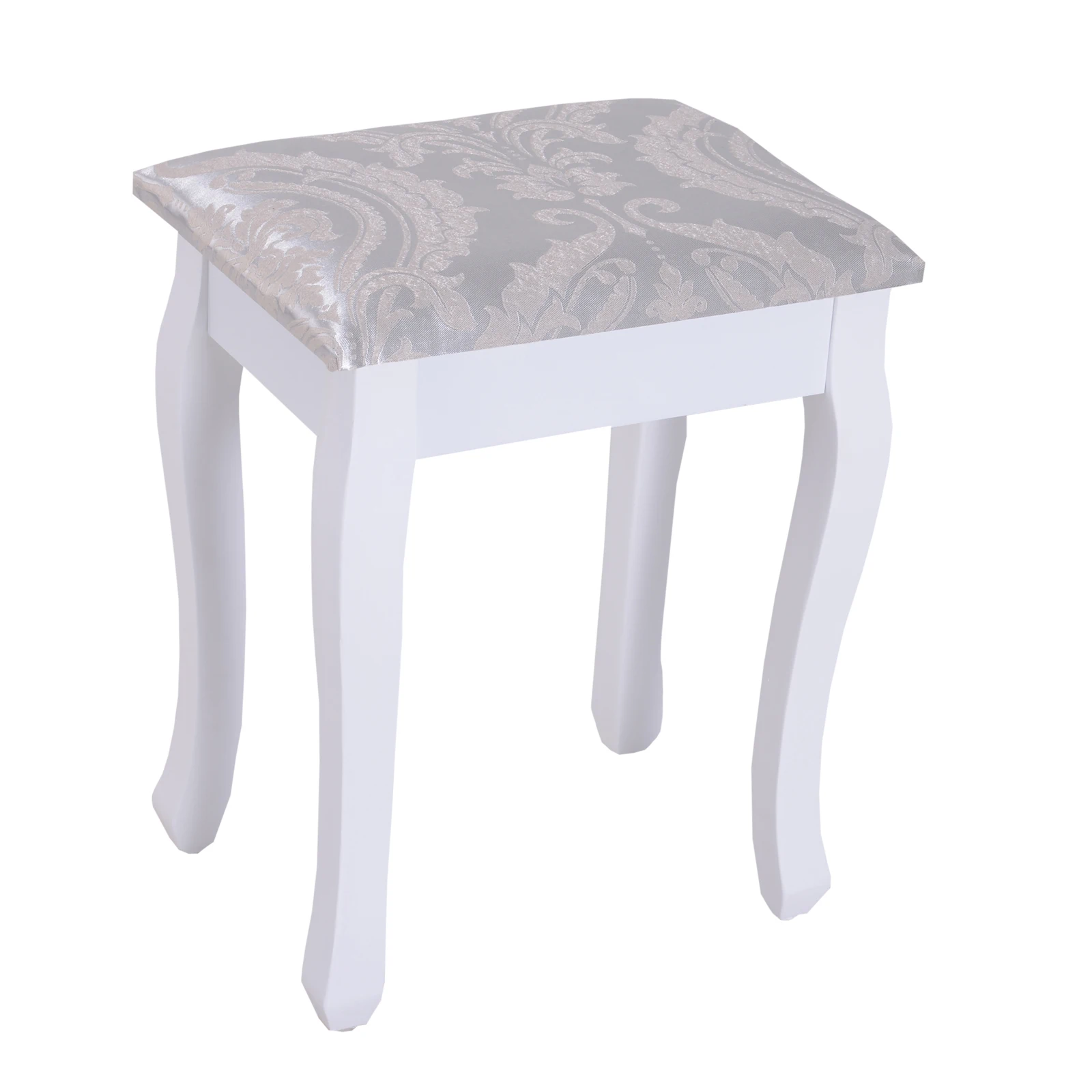 Coiffeuse Maquillage Blanche avec Miroir & Tabouret - 5 Tiroirs Femme utilisant la coiffeuse blanche avec miroir et tabouret pour sa routine beauté