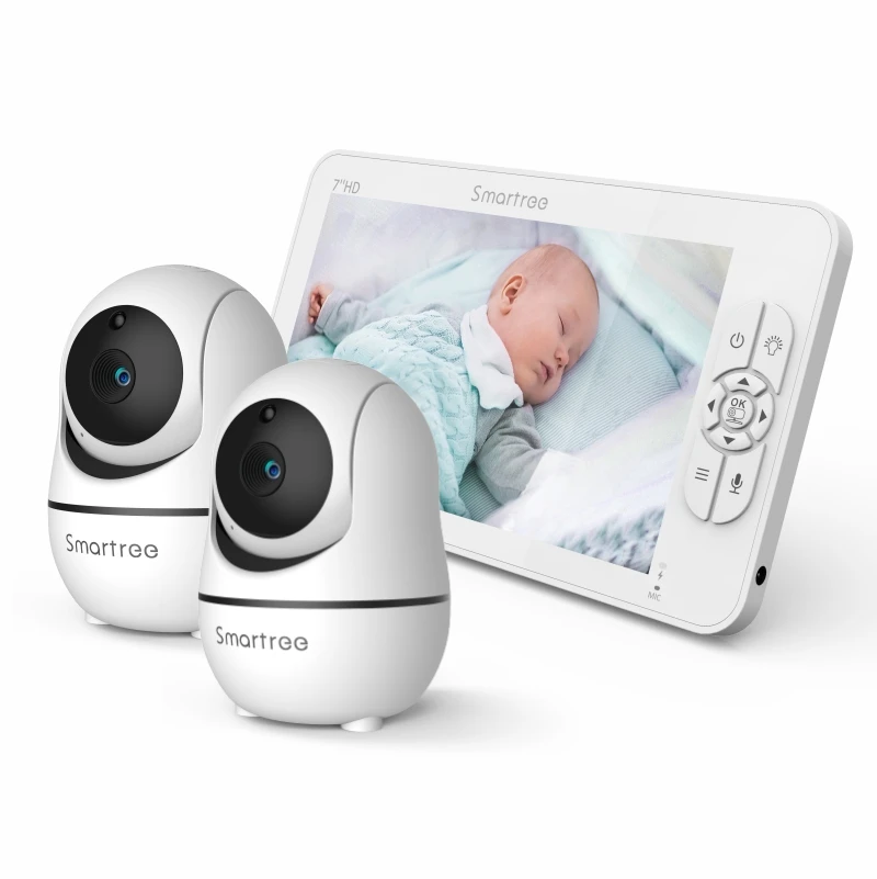 Baby Monitor Vidéo HD 7" - Écran Partagé 2 Caméras Sécure Baby monitor avec écran 7 pouces et deux caméras