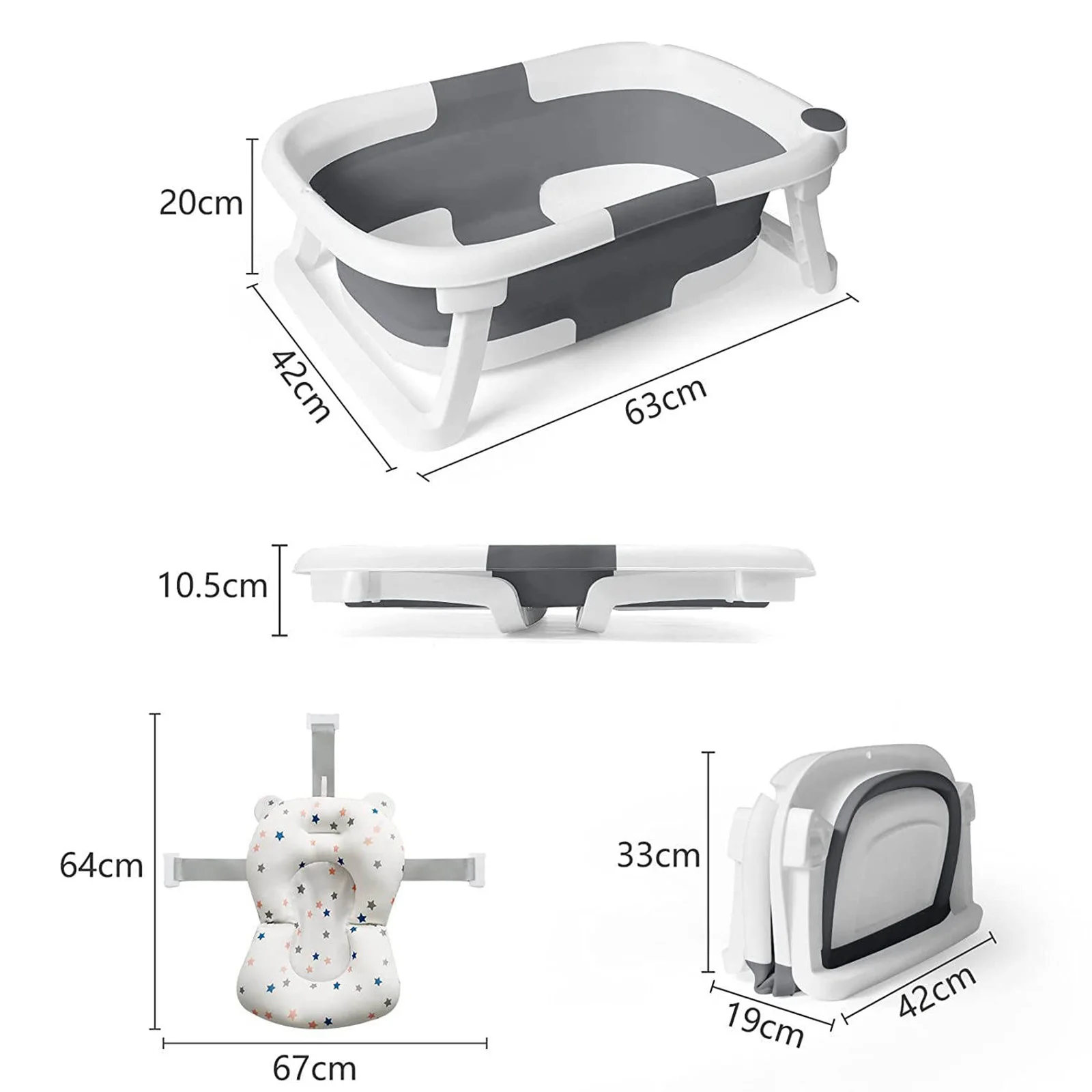 Baignoire Bébé Pliante Thermomètre Intégré - Éco-friendly & Sûre Détail du design moderne et des matériaux sûrs de la baignoire
