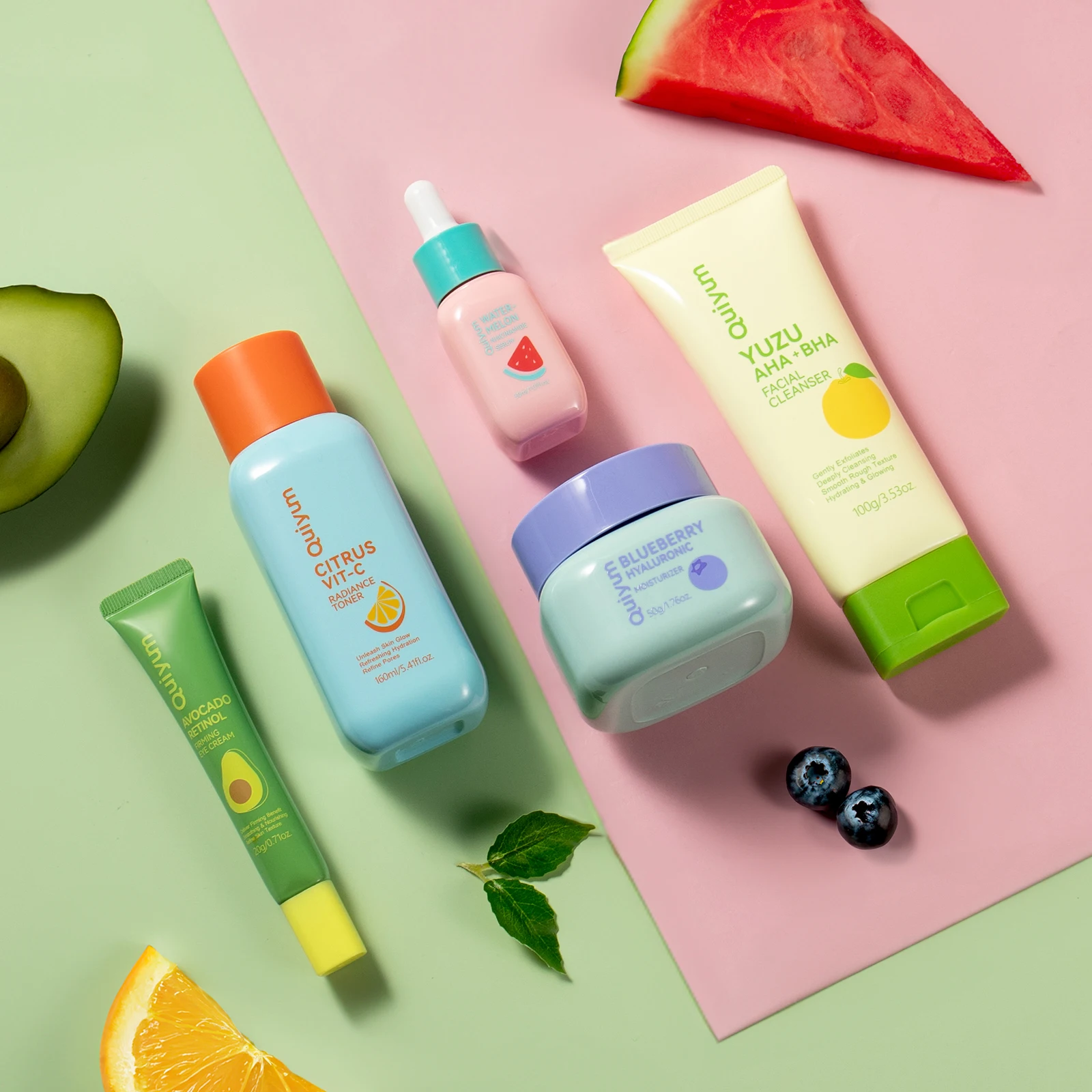 Routine complète soins visage aux fruits QUIYUM