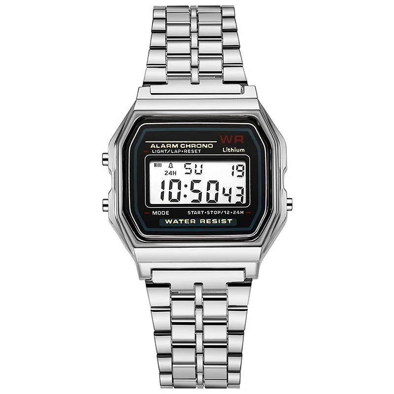 Montre Digitale Rétro Or Rose - Style Luxe & Quotidien Unisexe Montre digitale or rose au design rétro