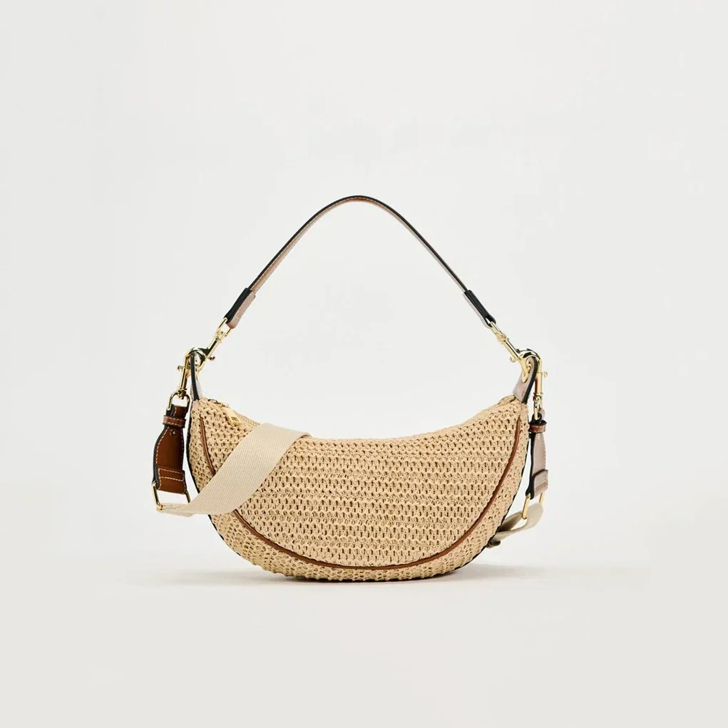 Sac de plage en paille femme, porté épaule ou croisé