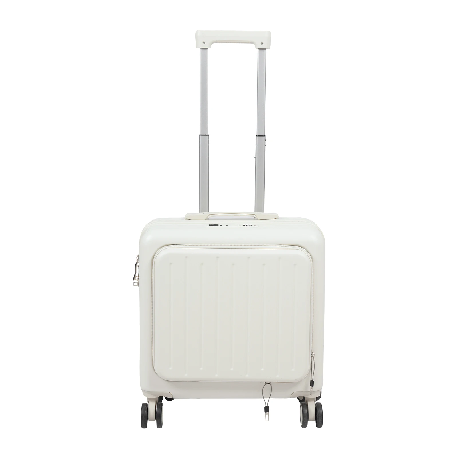 Valise Cabine 18" Ouverture Frontale - USB & Antivol Voyage Détail du porte-gobelet et du port USB sur la valise cabine