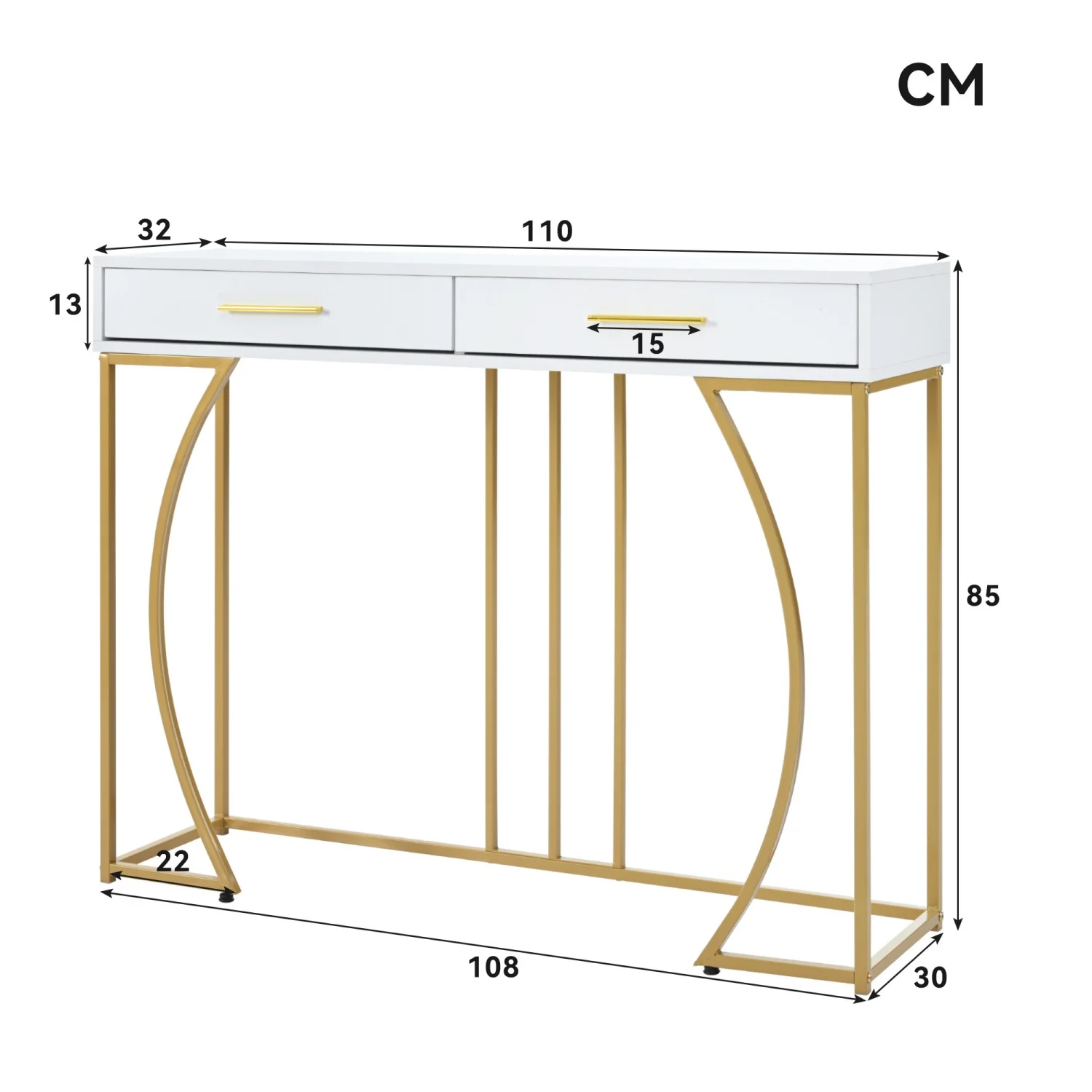 Console Design Luxe Blanche & Dorée - Coiffeuse et Table d'Appoint Ambiance élégante avec la console Vracado dans un salon