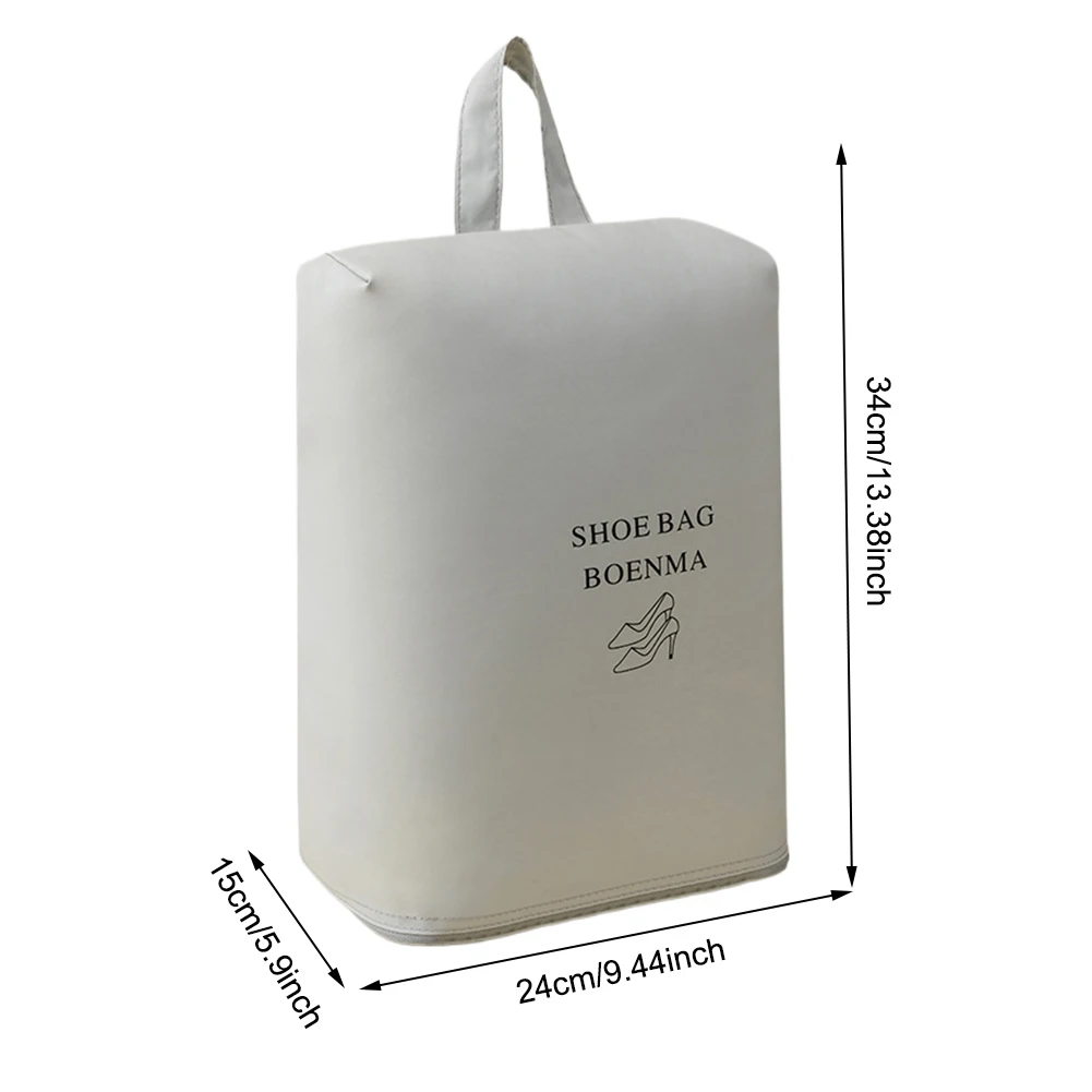 Sac de Voyage à Chaussures Portable - Anti-Poussière & Imperméable Sac de rangement à chaussures rose avec une fermeture éclair blanche et une poignée, vide