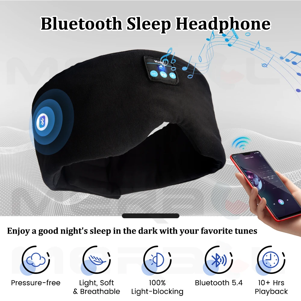 Masque Sommeil Bluetooth avec Écouteurs - Voyage & Détente Détail du tissu doux et de la conception ergonomique du masque
