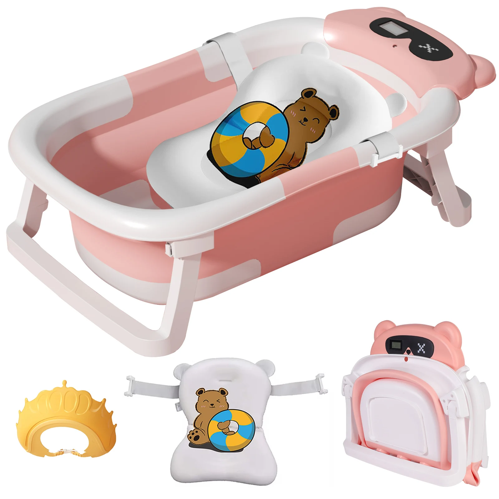 Baignoire Bébé Pliante Thermomètre Intégré - Éco-friendly & Sûre Présentation complète des fonctionnalités de la baignoire pliante
