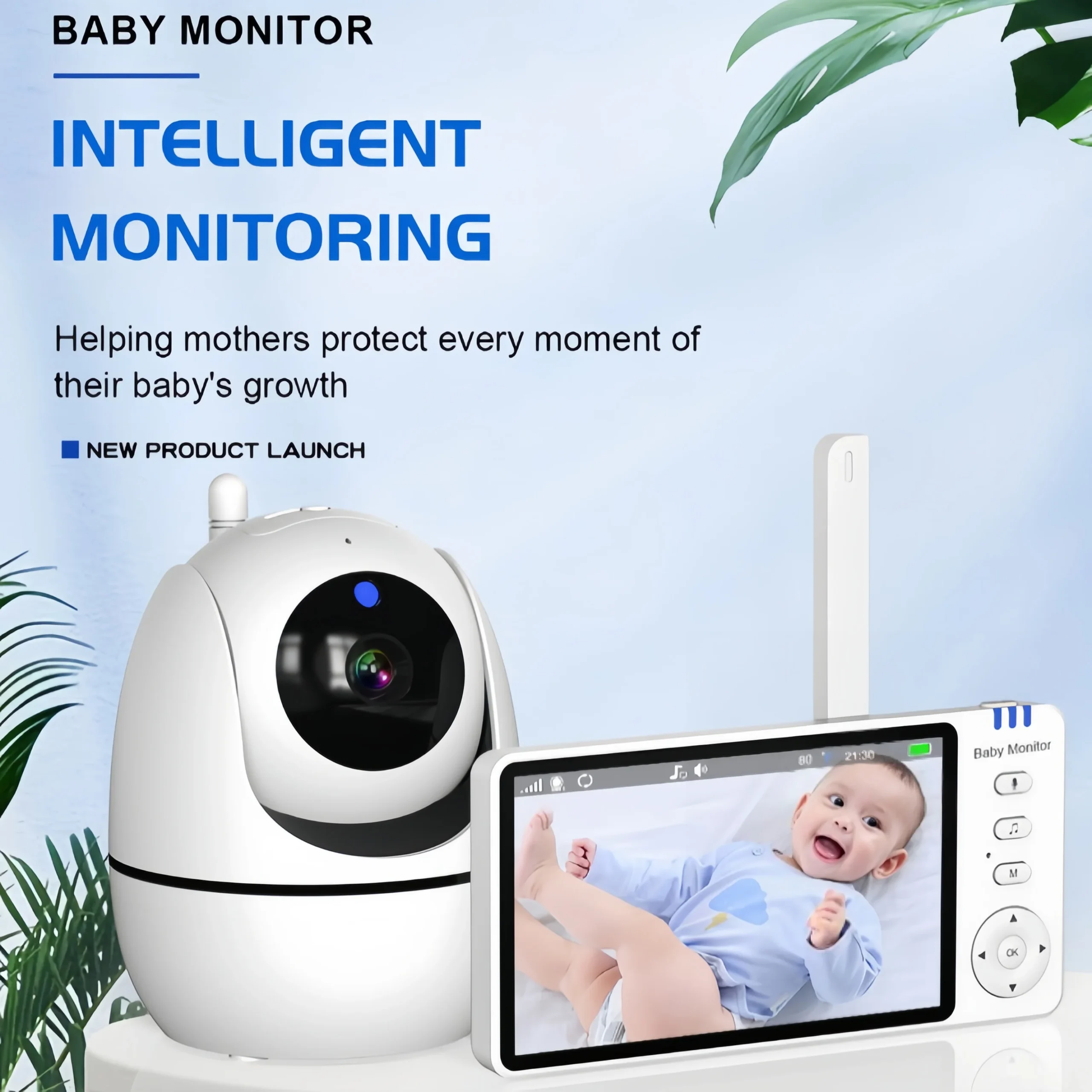 Babyphone Vidéo HD 5" - Audio Bidirectionnel & Vision Nocturne Fonctionnalités intelligentes du babyphone : détection VOX et alarme température