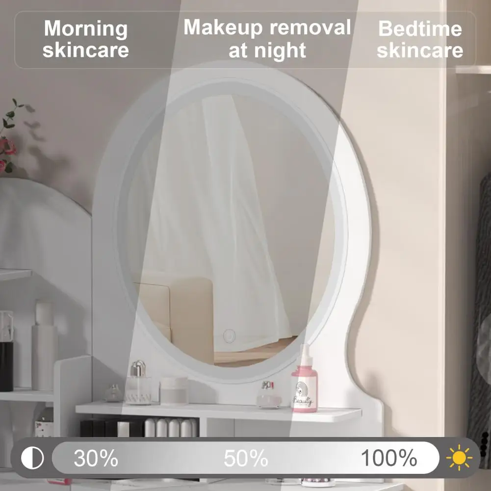 Coiffeuse Moderne Miroir LED & Rangement - Table Maquillage Chambre Schéma des dimensions de la coiffeuse avec miroir