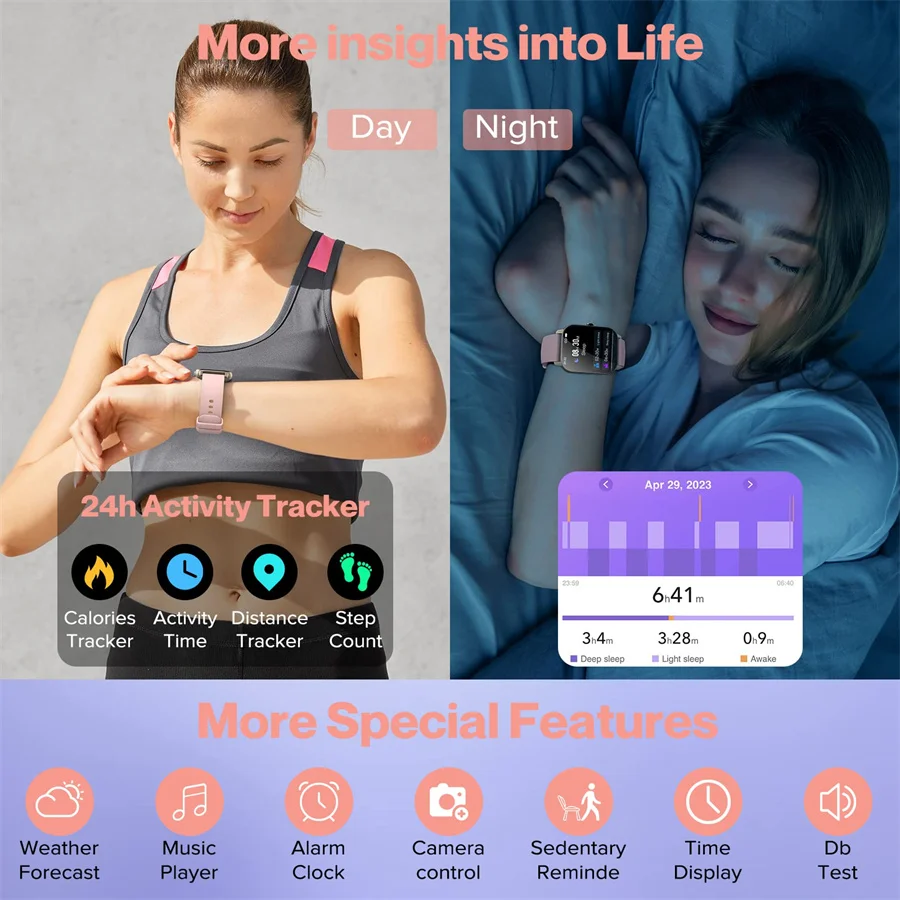 Montre Connectée Écran HD 1.96'' - Assistant Vocal & Suivi Santé/Sport Interface utilisateur de la montre connectée