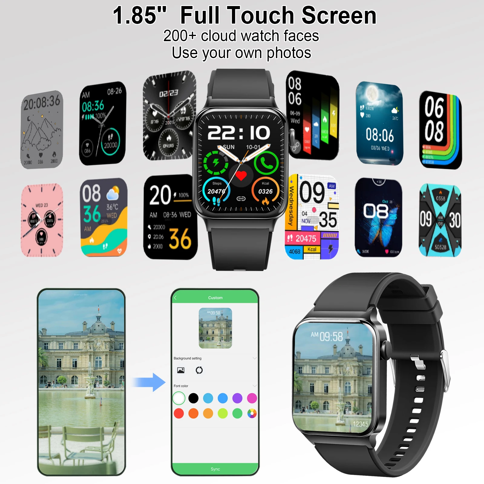 Montre connectée ultra-mince avec bracelet en silicone confortable et étanchéité IP68