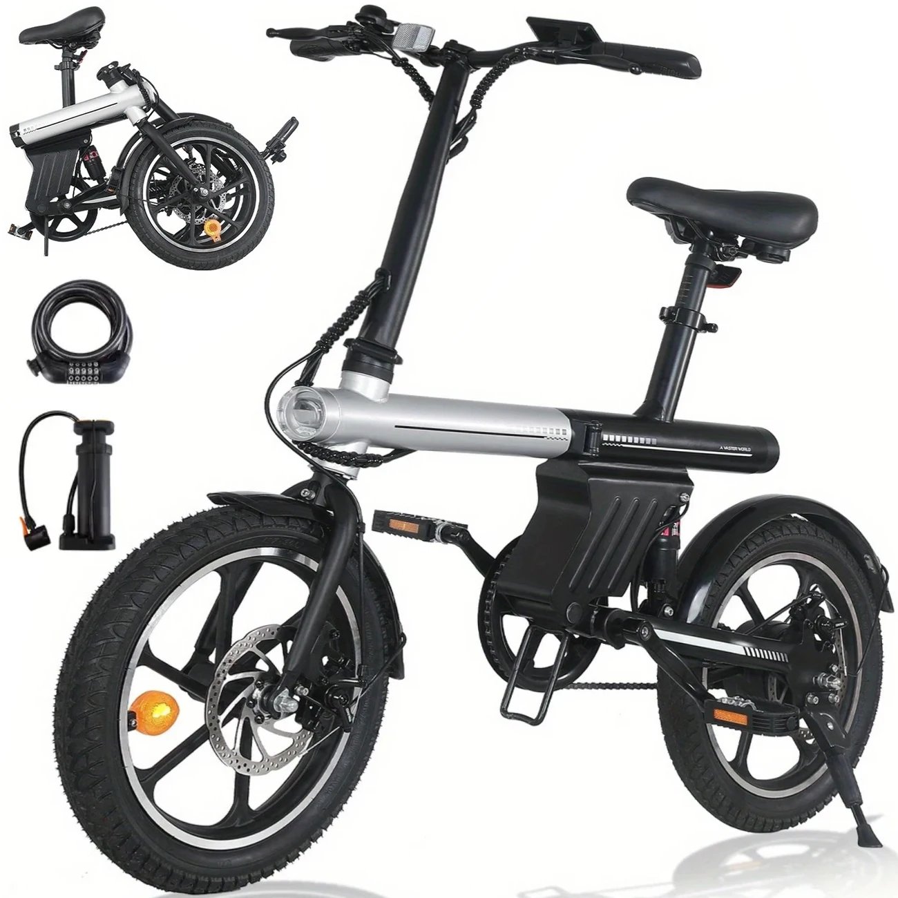 Vélo Électrique Pliant Unisexe VDL 16" - Ville & Loisirs, 50km Autonomie Vélo électrique VDL pliant en action, facilité de transport