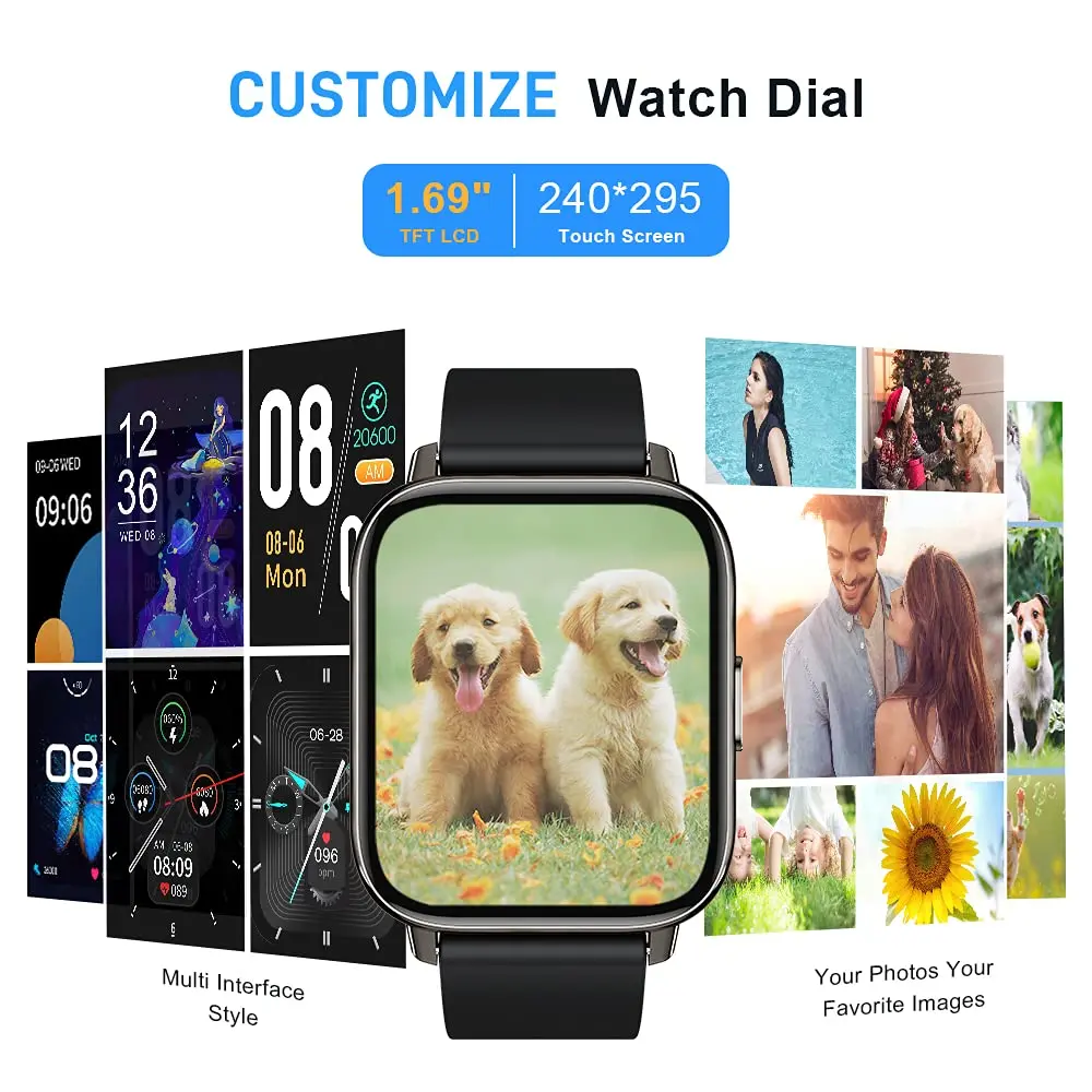 Montre Connectée Fitness Nerunsa - Suivi Santé & Activité 1.69'' Montre connectée Nerunsa sur un poignet