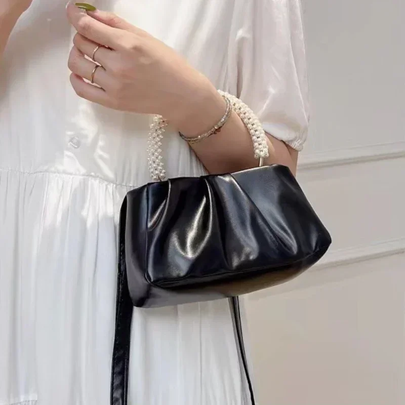 Pochette Soirée Femme Perles - Sac à Main Élégant Bandoulière Carré Intérieur de la pochette avec poche pour téléphone
