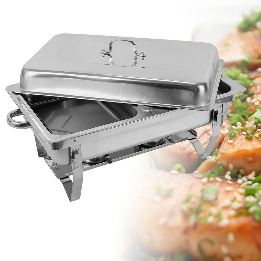 Chauffe-Plat Buffet Inox 7.5L - Double Compartiment Professionnel Chauffe-plat en action, un plat chaud servi dans l