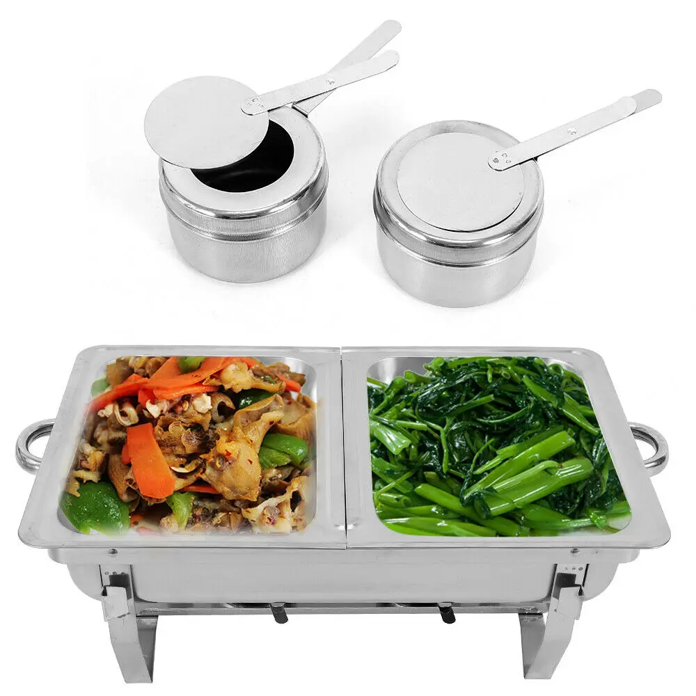Chauffe-Plat Buffet Inox 7.5L - Double Compartiment Professionnel Chauffe-plat buffet fermé, couvercle et bacs en inox, vue de dessus
