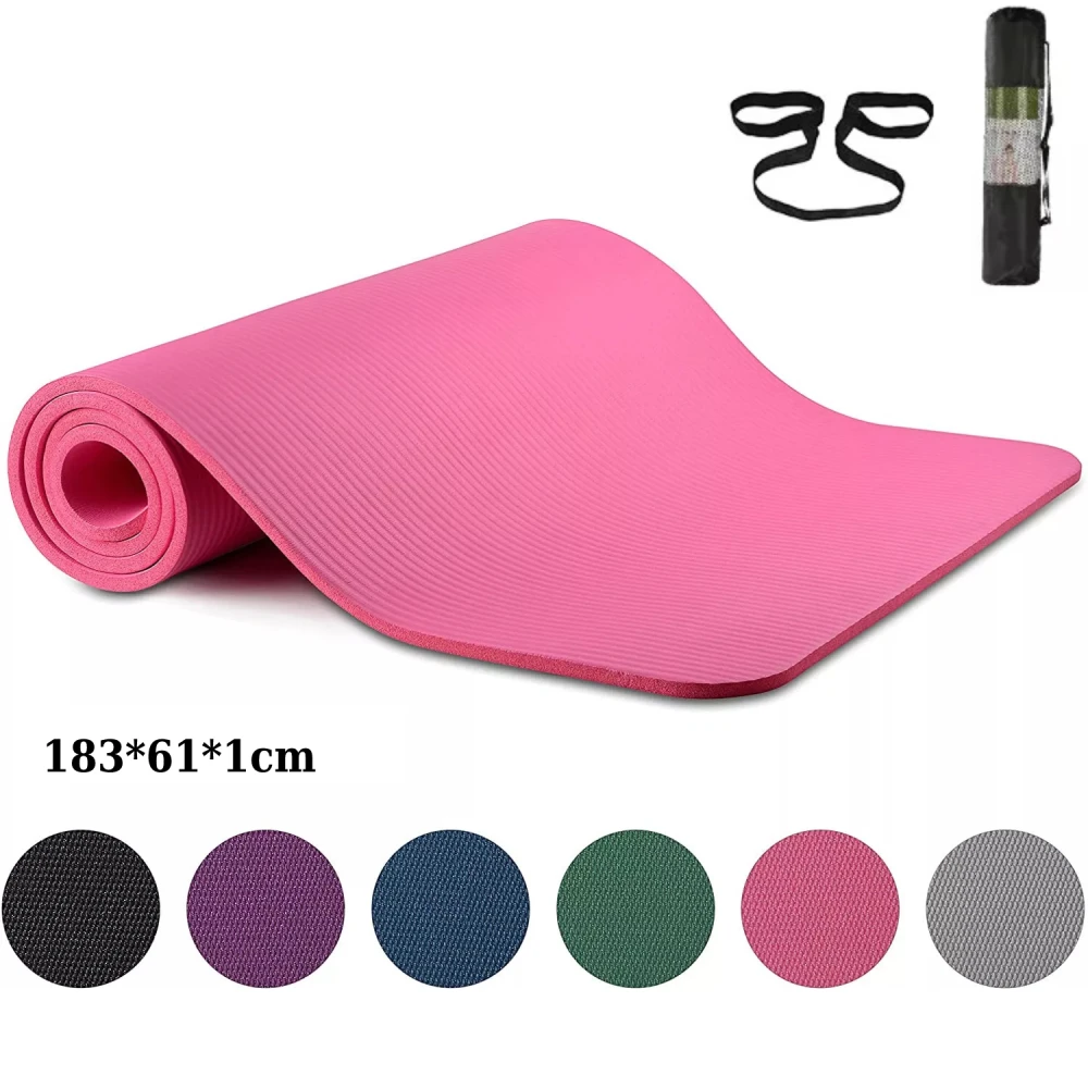 Tapis de Yoga NBR 10mm Épais - Confort Optimal Fitness & Pilates Tapis de yoga NBR avec sangle de transport Vracado