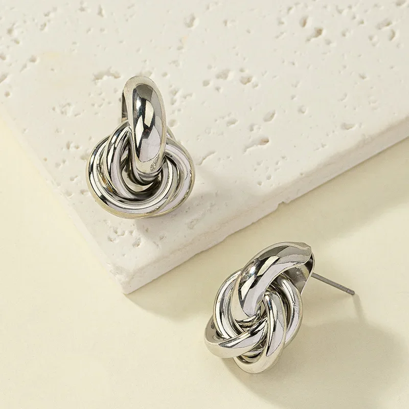 Boucles d'Oreilles Nœud Torsadé Femme - Plaqué Or & Argenté Boucles d