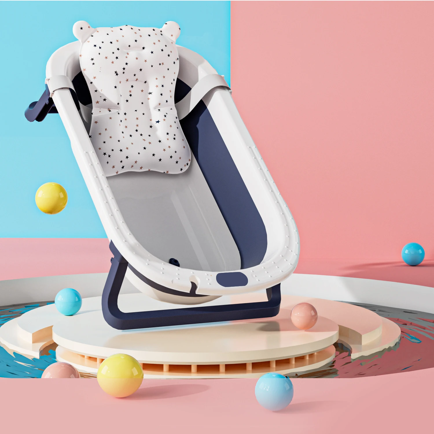 Baignoire Bébé Pliable & Portable - Confort et Sécurité 0-24 Mois Design ergonomique baignoire bébé avec coussin intégré