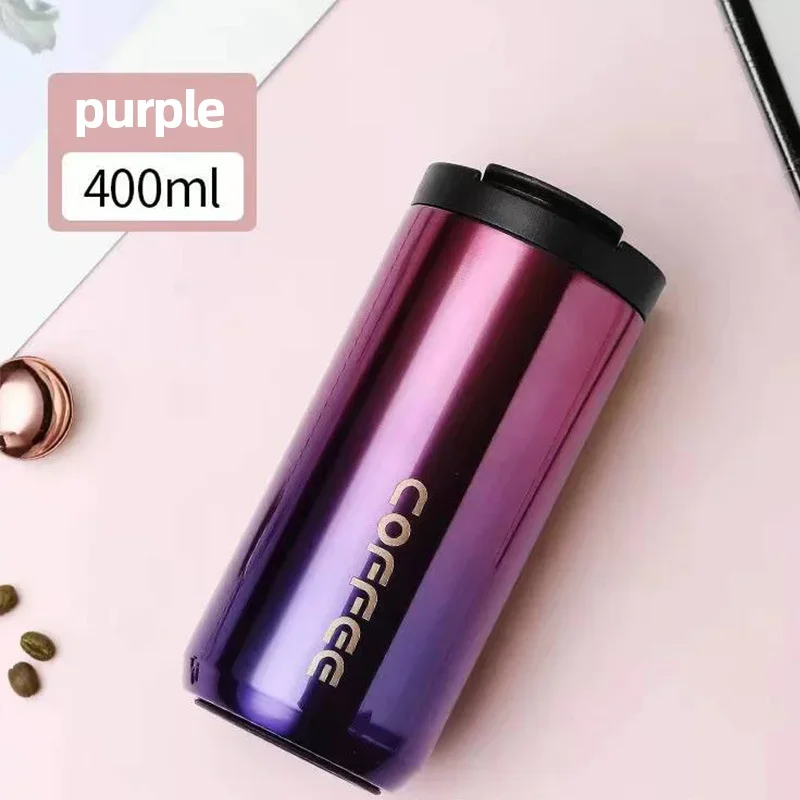 Mug Thermique Café Acier Inoxydable 400ml - Anti-fuite & Portable Graphique de rétention de température du mug