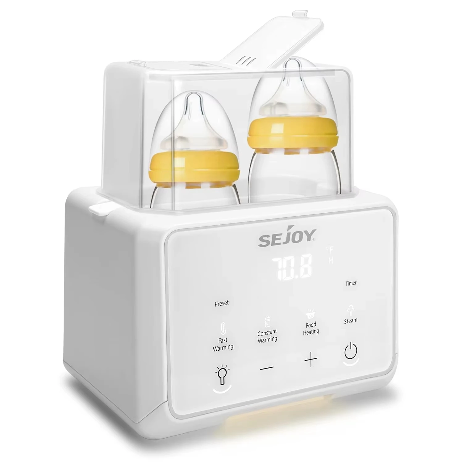 Chauffe-Biberon 6-en-1 Sejoy Multifonction - Stérilisateur Bébé Chauffe-biberon Sejoy 6-en-1 avec écran digital et base stable