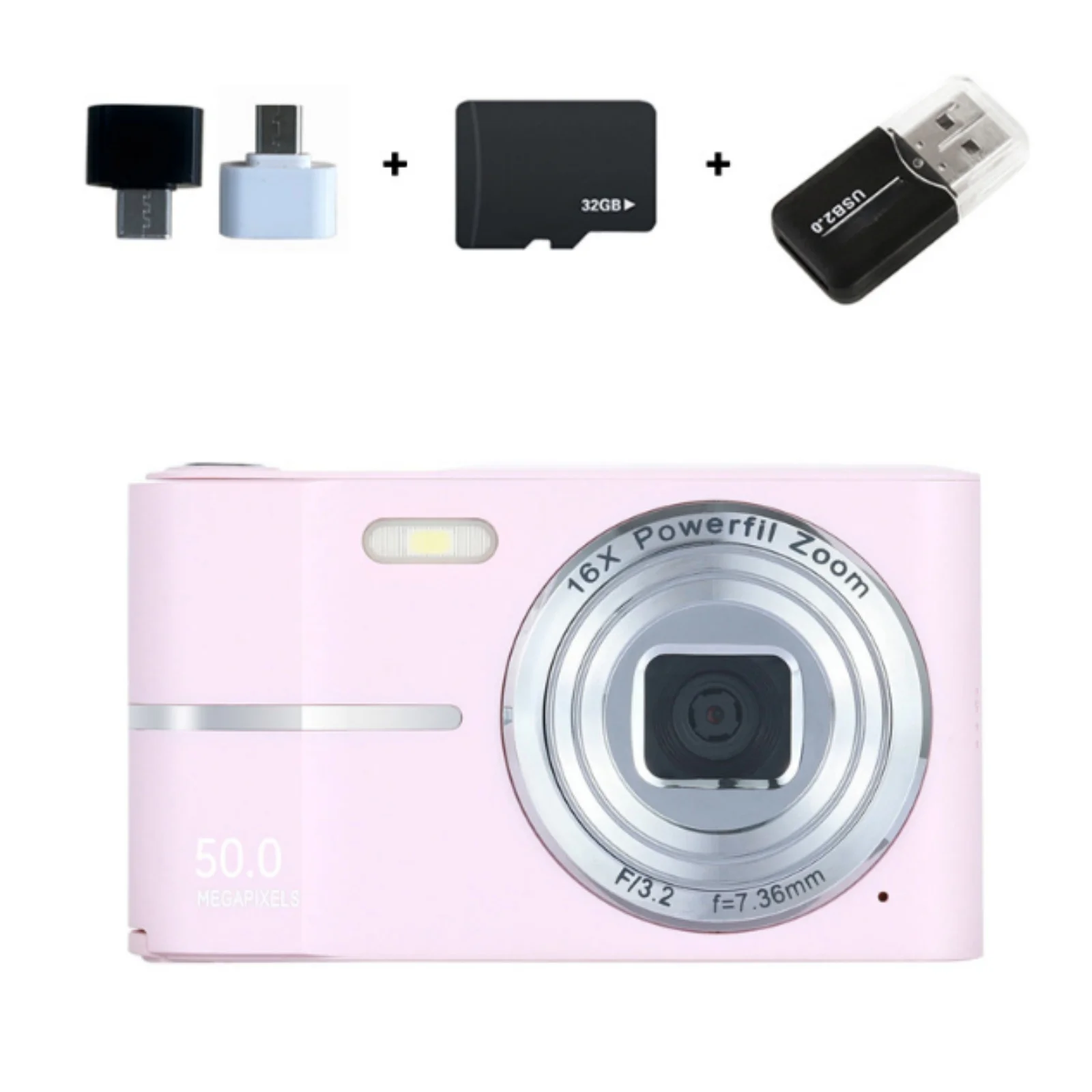 Appareil Photo Numérique 50MP Rose - Vidéo FHD 1080P Zoom 16X Débutant Appareil photo numérique rose 50MP en gros plan