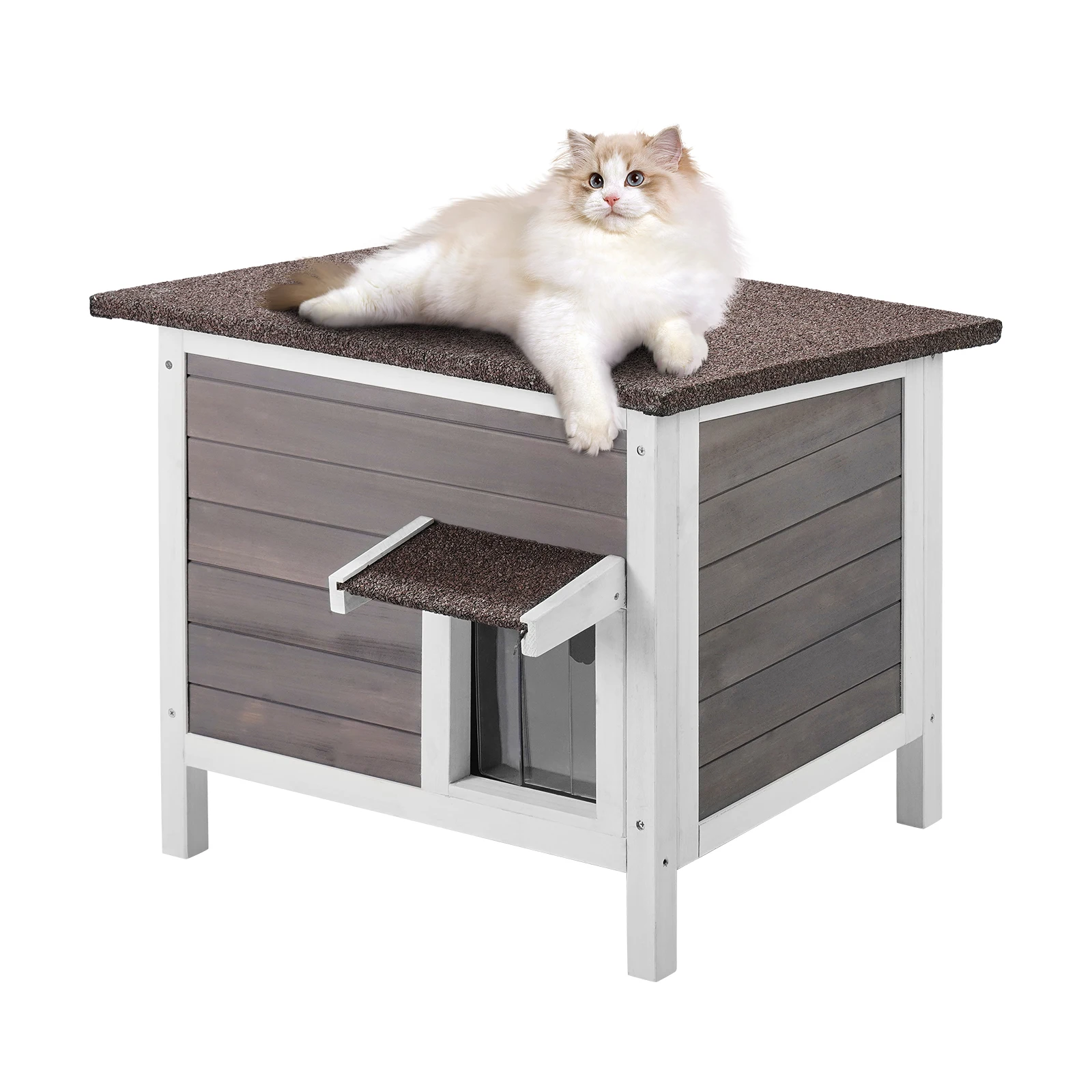 Niche chat extérieur en bois de cèdre, design moderne