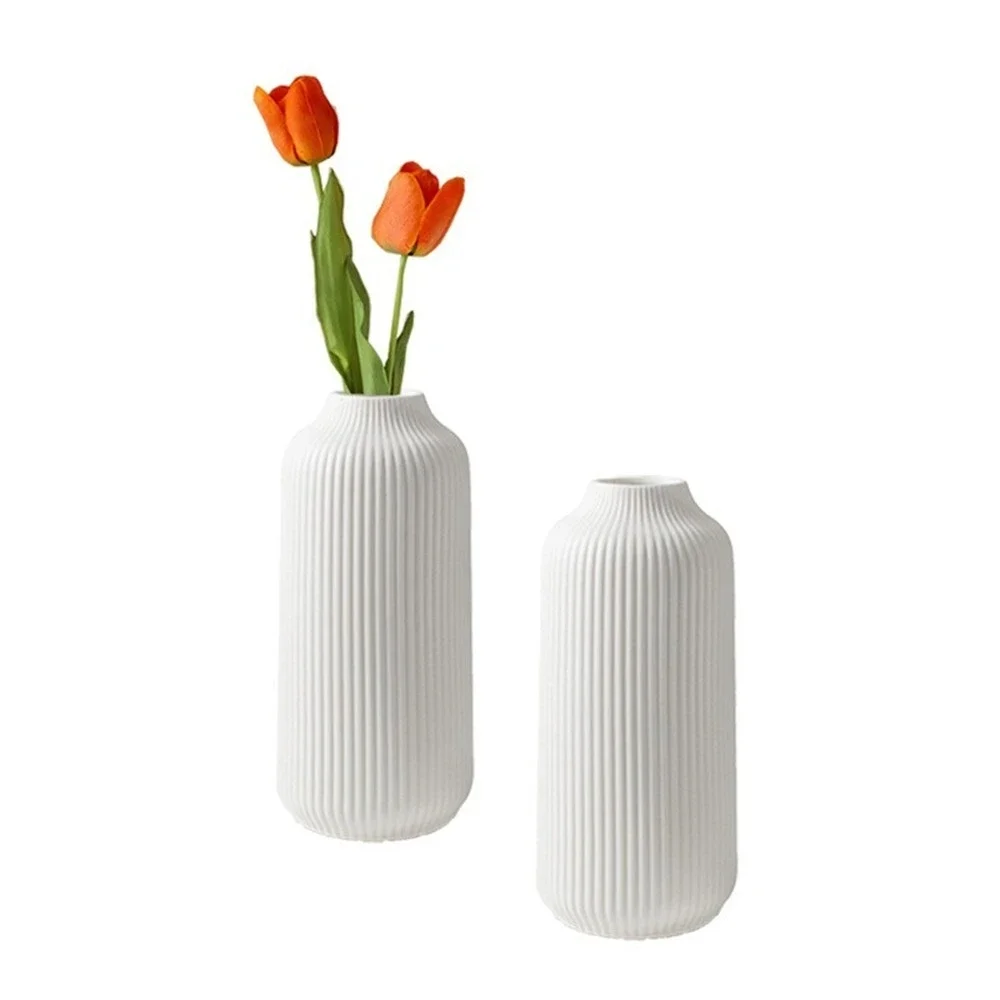 Vase Céramique Minimaliste Mat - Décoration Fleurs Séchées & Pampas Vase céramique blanc mat avec fleurs séchées, décoration intérieure moderne
