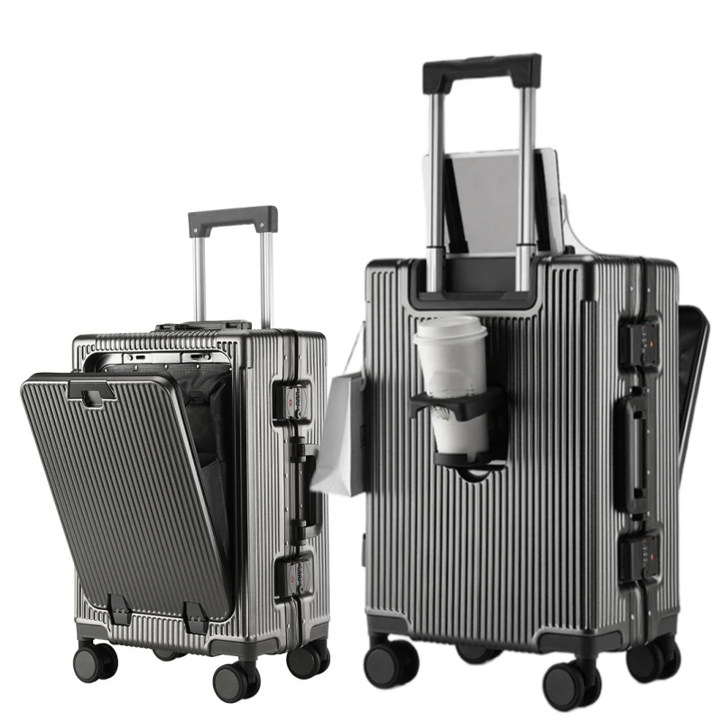 Valise rigide avec ouverture frontale et cadre aluminium