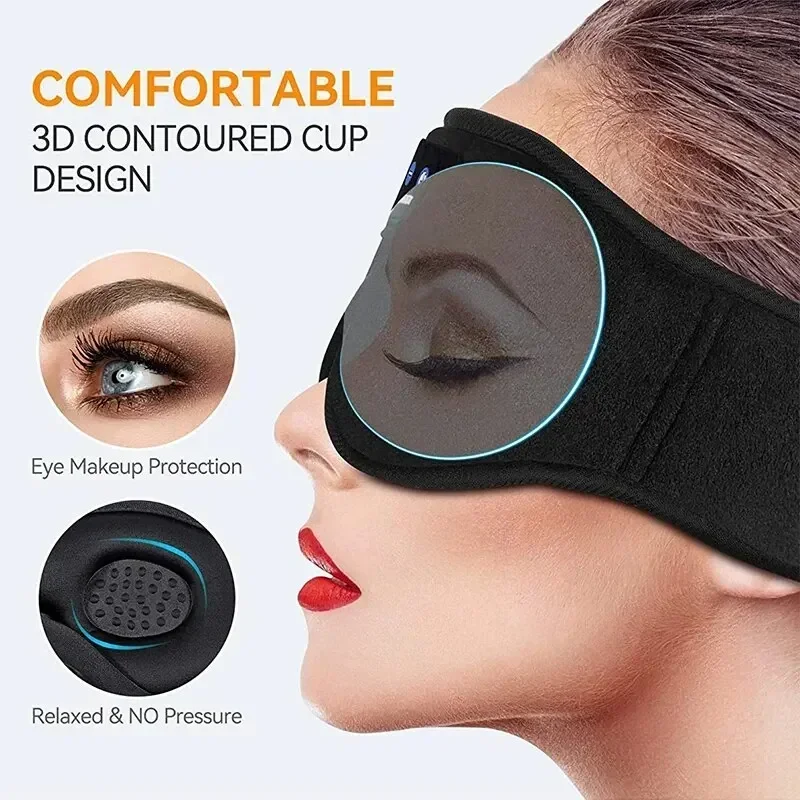 Masque de Sommeil 3D & Écouteurs Bluetooth HD - Confort Audio Nuit Détail des écouteurs Bluetooth intégrés dans le masque de sommeil