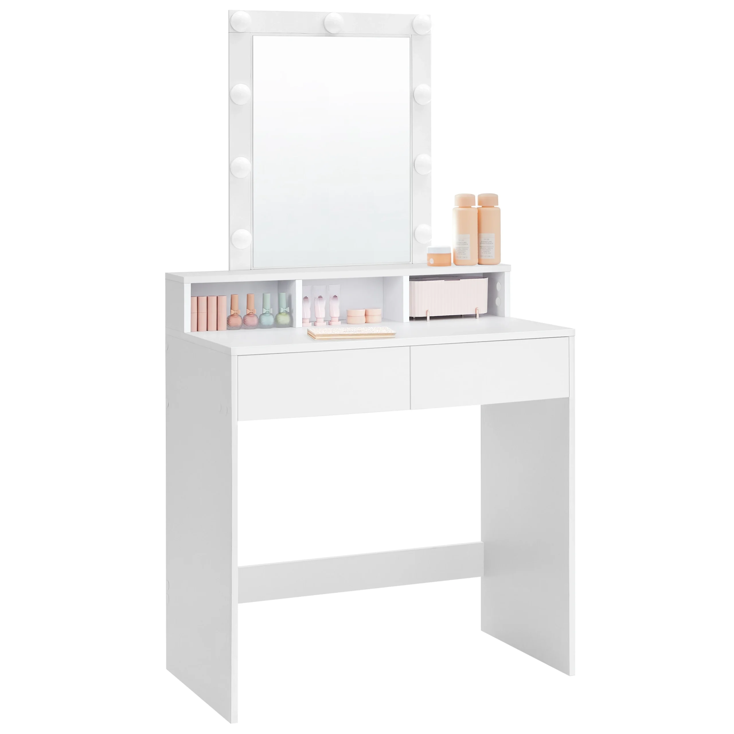 Coiffeuse Moderne LED - Rangement Intégré, Éclairage Ajustable Coiffeuse moderne avec miroir éclairé LED pour un maquillage parfait