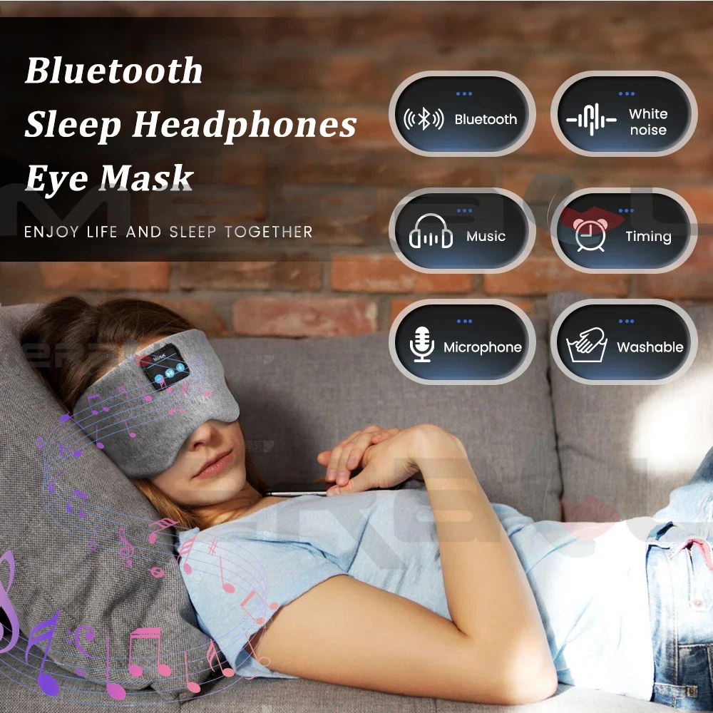 Masque Sommeil Bluetooth avec Écouteurs - Voyage & Détente Panneau de contrôle Bluetooth sur le masque de sommeil