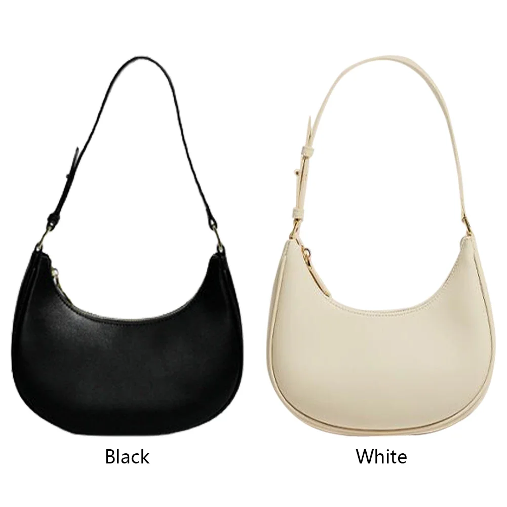 Sac à Main Femme Demi-Lune PU - Élégance Moderne & Pratique Sac à main femme demi-lune noir ou blanc