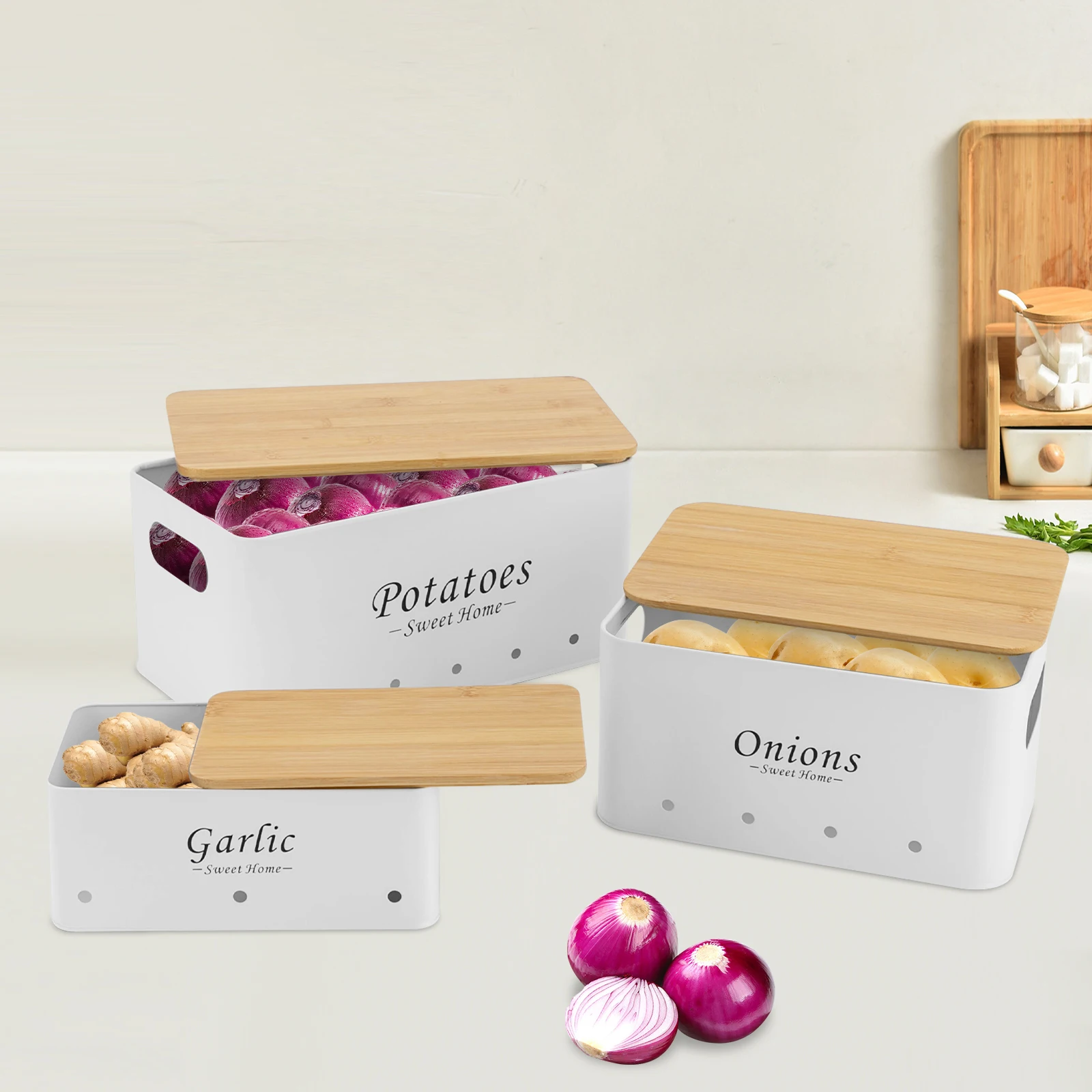 Set de 3 boîtes de rangement noires élégantes avec poignées