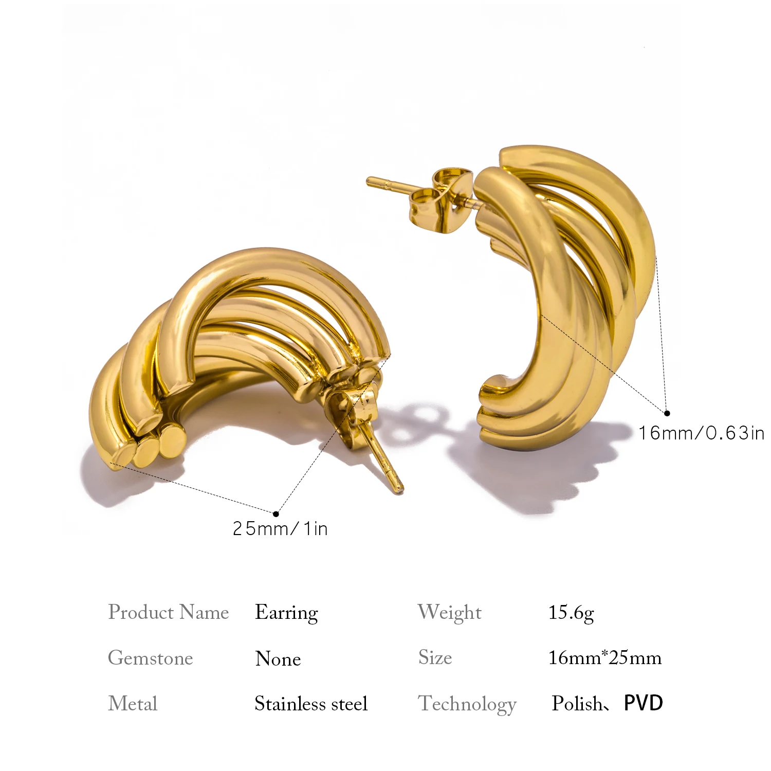 Boucles d'Oreilles Créoles Géométriques Irrégulières Dorées Acier Inoxydable Bijoux dorés en acier inoxydable pour femme, design unique
