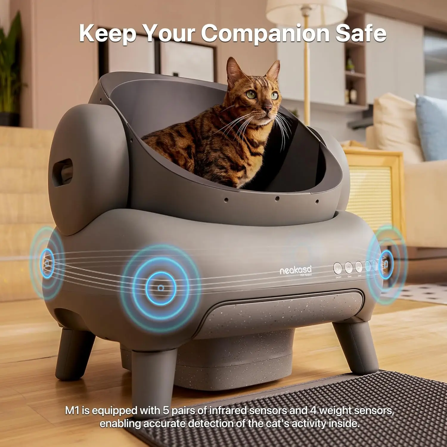Litière Chat Automatique Neakasa M1 - Auto-Nettoyante & Connectée Capteurs de sécurité litière intelligente