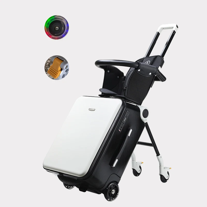 Valise enfant cabine avec siège intégré, enfant assis