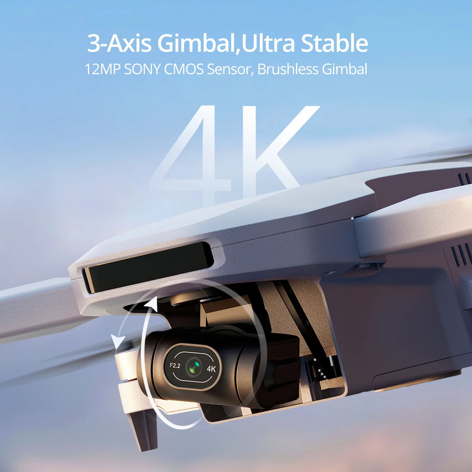 Gimbal 3 axes du drone Potensic ATOM assurant la stabilisation de la caméra.