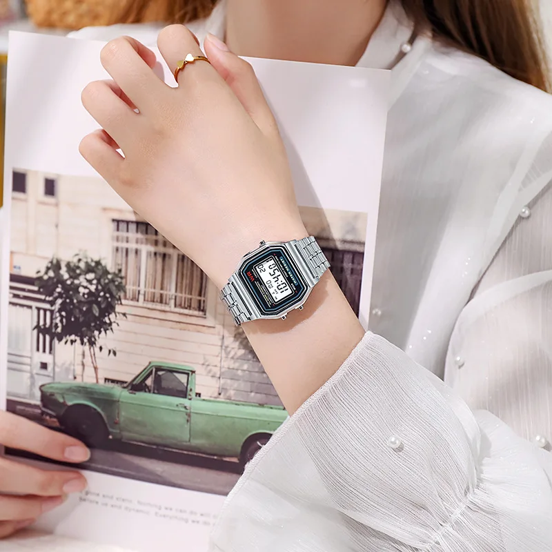 Montre Digitale Rétro Or Rose - Style Luxe & Quotidien Unisexe Montre digitale étanche pour homme et femme